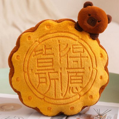 中秋节月饼抱枕兔子熊猫玩偶毛绒玩具公司活动礼品