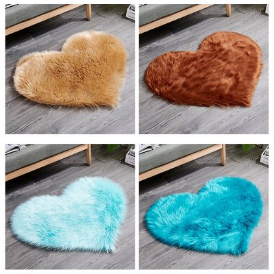 毛绒绒地垫爱心仿羊毛地垫地毯仿毛皮卧室饰品垫混纺家居用品